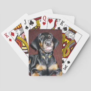 Lächelnde Dobermann-Welpen-Spielkarten Spielkarten