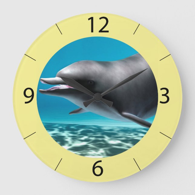 Lächelnde Dolphin Große Wanduhr (Vorderseite)