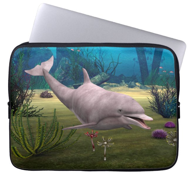 Lächelnde Dolphin Laptopschutzhülle (Vorderseite)