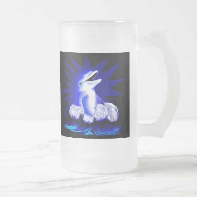 Lächelnde Dolphin Mattglas Bierglas (Rechts)