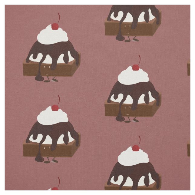 Lächelnde Eiscreme überstieg Schokoladenkuchen Stoff (Muster)