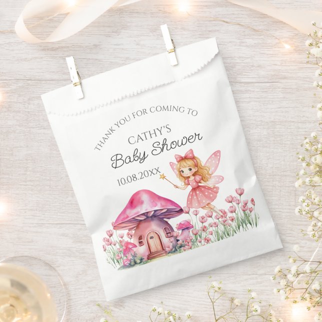 Lächelnde Fee- und rosa Mushrooms Kinderdusche Geschenktütchen (Ausgeschnitten)