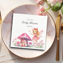 Lächelnde Fee- und rosa Mushrooms Kinderdusche Serviette