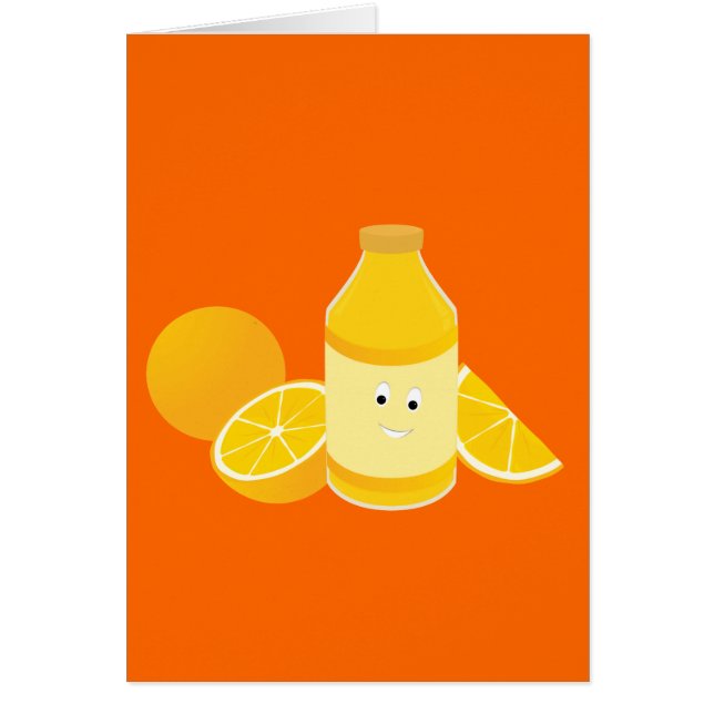 Lächelnde Flasche Orangensaft mit Orangen (Vorne)