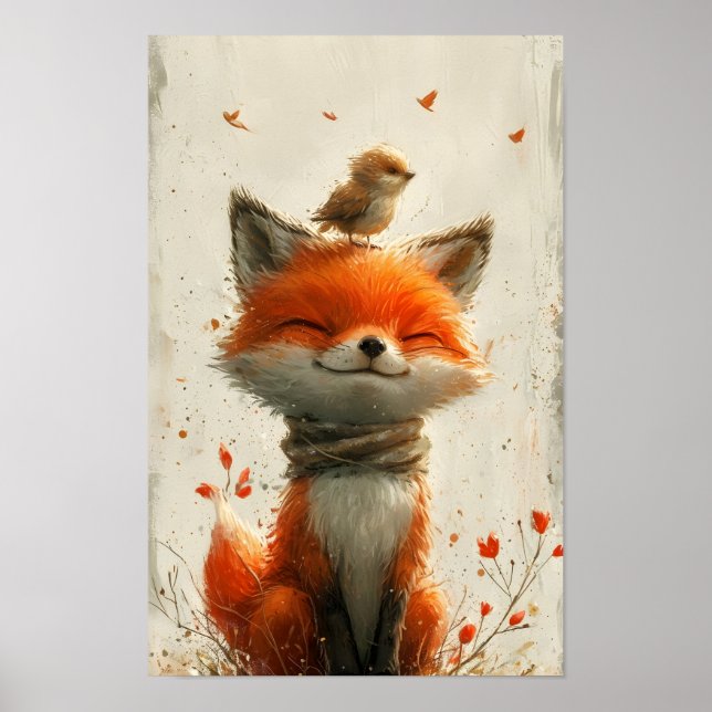 Lächelnde Fox Print Poster (Vorne)