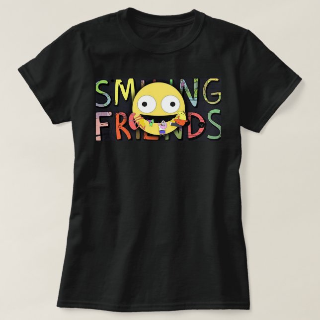 Lächelnde Freunde Classic Black T Shirt Essential  (Design vorne)