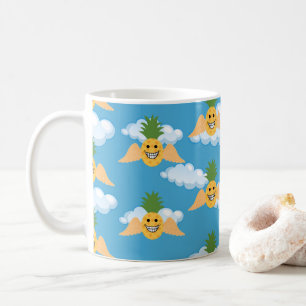 Lächelnde Frucht Lustige Ananas Glückliches Gesich Kaffeetasse