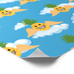 Lächelnde Frucht Lustige Ananas Glückliches Gesich Poster