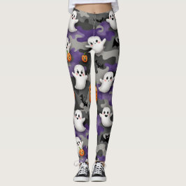 Lächelnde Geister Bats Pumpkins Camouflage Leggings