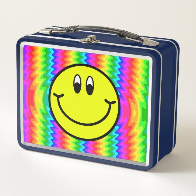 Lächelnde Gesichter Emoji farbenfrohe Metal Lunch  Metall Brotdose (Vorderseite)