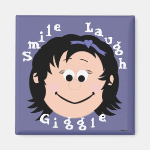 Lächelnde Gesichter Schwarze Haare Mädchen Magnet