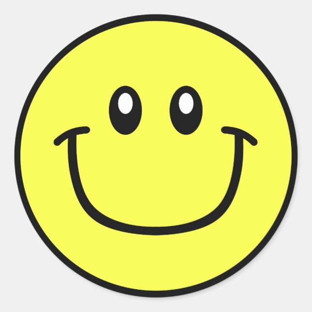 Lächelnde Gesichtskleber Gelb 0003 Runder Aufkleber (Vorderseite)