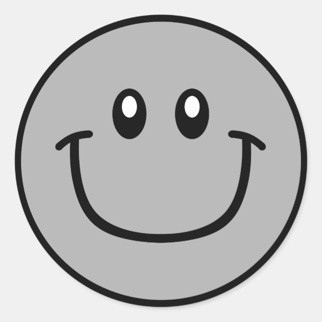 Lächelnde Gesichtskleber Grau 0003 Runder Aufkleber (Vorderseite)