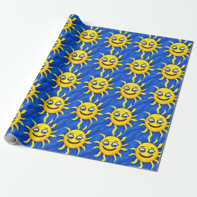 Lächelnde Gesichtssonne Sonne Geschenkpapier (Ungerollt)