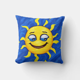 Lächelnde Gesichtssonne Sonne Kissen