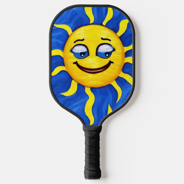 Lächelnde Gesichtssonne Sonne Pickleball Schläger (Vorderseite)