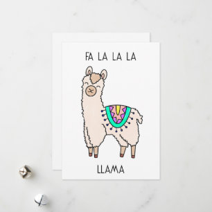 lächelnde glückliche Lama Alpaka Cartoon Tier Zeic Feiertagskarte