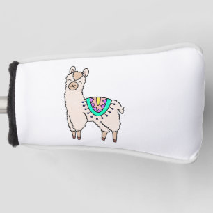 lächelnde glückliche Lama Alpaka Cartoon Tier Zeic Golf Headcover