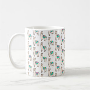 lächelnde glückliche Lama Alpaka Cartoon Tier Zeic Kaffeetasse