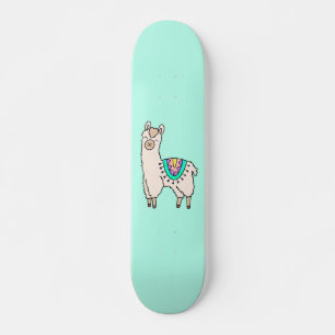 lächelnde glückliche Lama Alpaka Cartoon Tier Zeic Skateboard