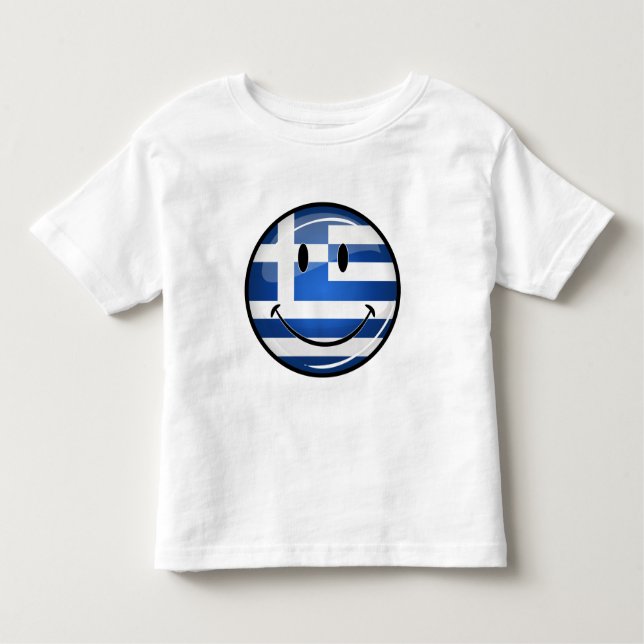 Lächelnde griechische Flagge Kleinkind T-shirt (Vorderseite)