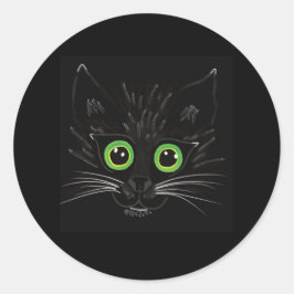 Lächelnde grüne Mit Augen Katze Runder Aufkleber