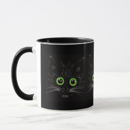 Lächelnde grüne Mit Augen Katze Tasse