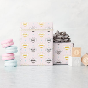 Lächelnde Honigbienen Rosa Geschenkpapier