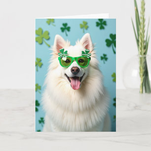 Lächelnde Hunde-Shamrock-Brille Grußkarte Karte