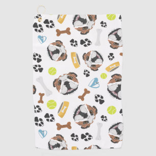 Lächelnde Hundeenglisch-Bulldogge Golfhandtuch