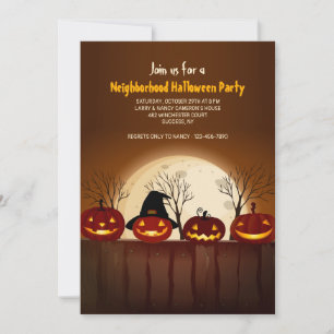 Lächelnde Jack-O-Lantern Halloween-Party-Einladung Einladung