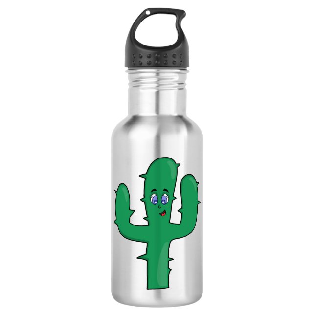 Lächelnde Kaktus Edelstahlflasche (Vorderseite)