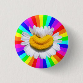 Lächelnde Kamillen-Regenbogen-Aura Button