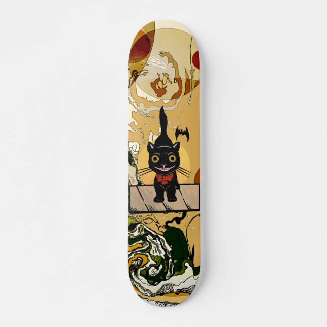 Lächelnde Katze Halloween-Skateboardplattform Skateboard (Vorne)