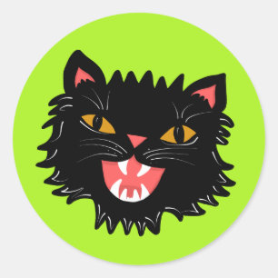 Lächelnde Katze im Vintage Halloween-Stil Cool Runder Aufkleber