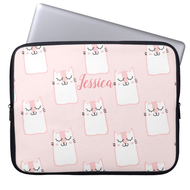 Lächelnde Katze Laptopschutzhülle (Vorderseite)