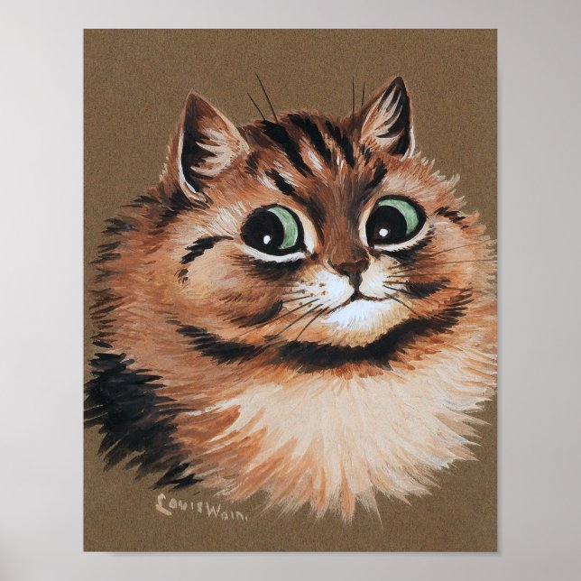 Lächelnde Katze, Louis Wain Poster (Vorne)