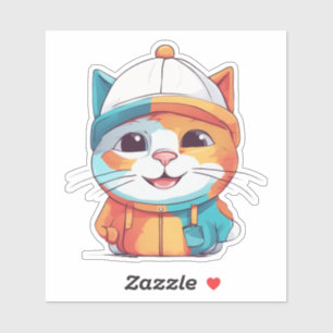 Lächelnde Katze mit einem Hut Clipart-78199 Aufkleber