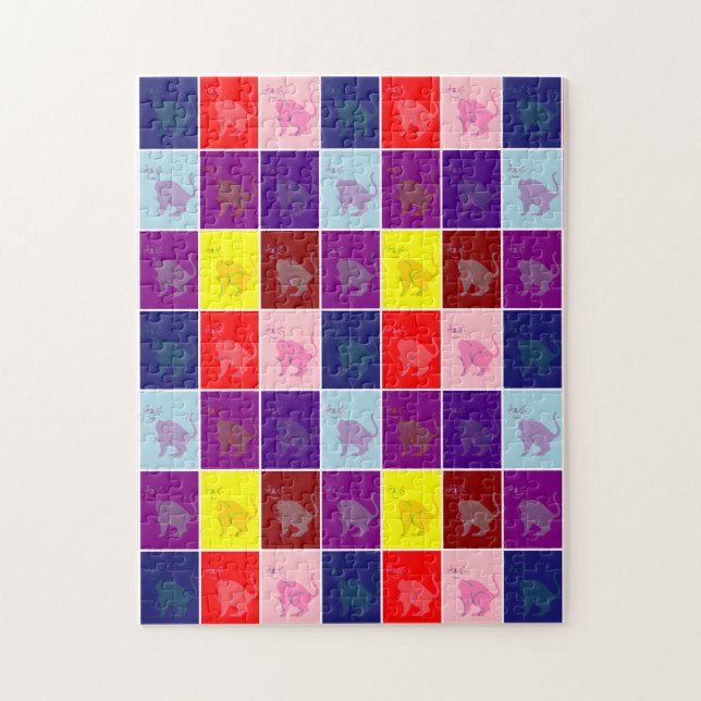 Lächelnde Katzenart Pop Puzzle (Vertikal)
