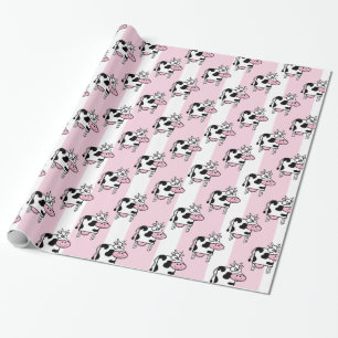 Lächelnde Kuh Girly Animal Print Geschenkpapier