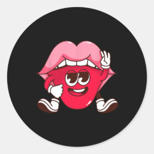 Lächelnde Lippen Cartoon Valentinstag Teens Casual Runder Aufkleber