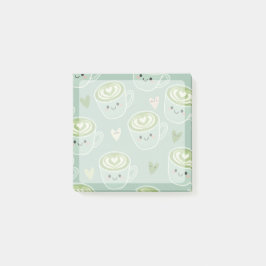 lächelnde Matcha-Latte-Tassen Post-It-Notizen Post-it Klebezettel