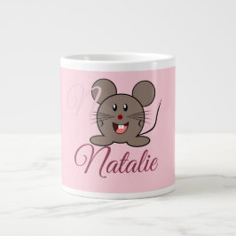 Lächelnde Maus - in Pastellrosa mit Monogramm Jumbo-Tasse
