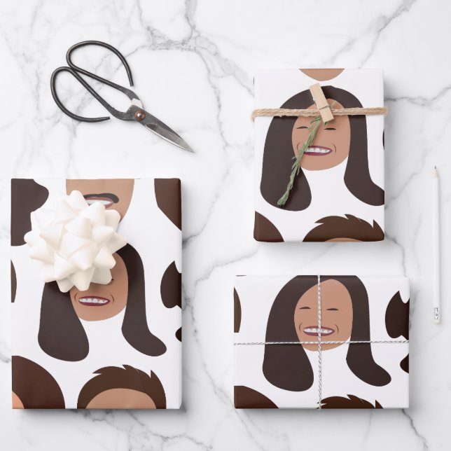 Lächelnde Menschen Gesicht Lächeln Geschenkpapier Set (Vorderseite)