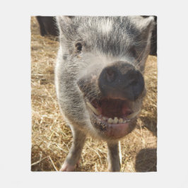 Lächelnde Minischwein-Fleece-Decke, Medium Fleecedecke