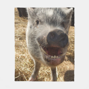 Lächelnde Minischwein-Fleece-Decke, Medium Fleecedecke