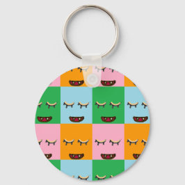 Lächelnde Monsterblockgesichte Schlüsselanhänger