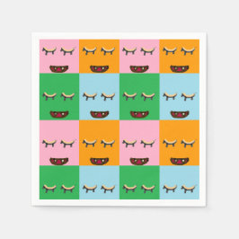 Lächelnde Monsterblockgesichte Serviette