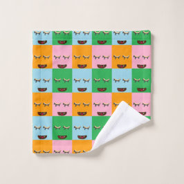 Lächelnde Monsterblockgesichte Waschlappen