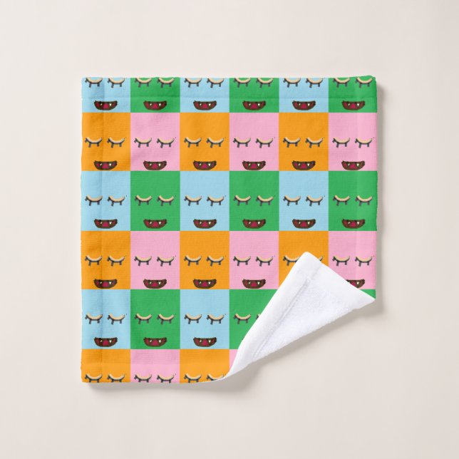 Lächelnde Monsterblockgesichte Waschlappen (Waschlappen)